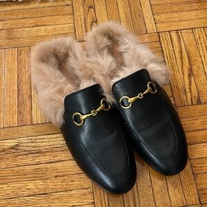 Available for Sale - NWOT Faux-Gucci Loafer Fur Slides